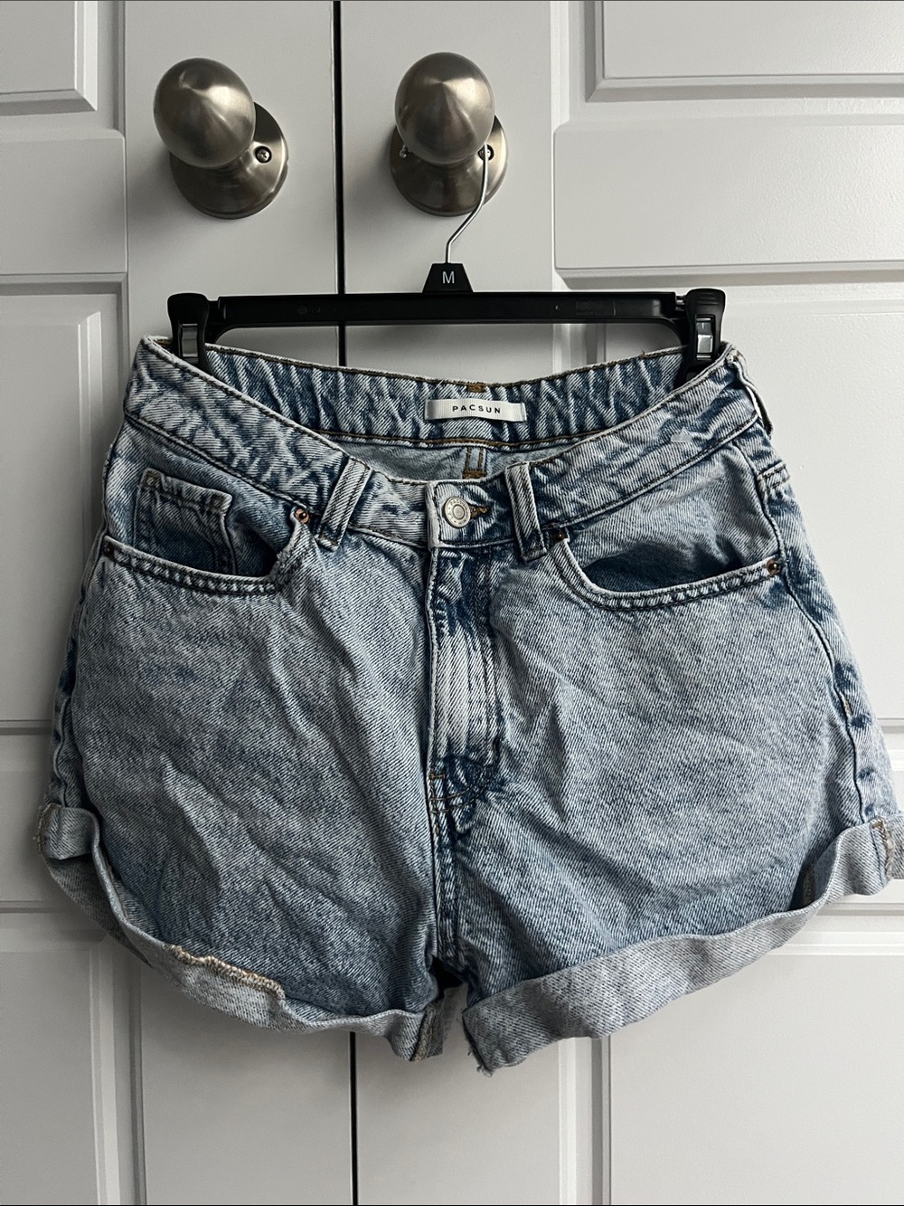 PacSun Light Wash Rolled Hem Denim Shorts